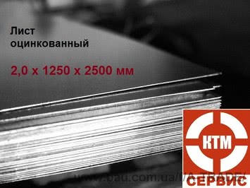 Лист оцинкований 2,0 х 1250 мм, довжина під замовлення (Туреччина, Індія)