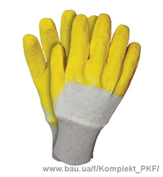 Рукавички трикотажні RGS, з латексним покриттям, колір: жовтий (типу ЕКОНОМІК)