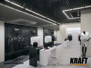 Система освітлення KRAFT G-Led і стеля з пірамідального грильято в інтер'єрі магазину &mdash; КРАФТ Декенсистем Украина