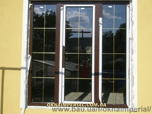 Окно в ламинации темный дуб &mdash; Окна Империал