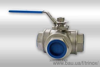 Кран кульовий 3-х ходовий нержавіючий Т / Г порт Dn 50 AISI 304 &mdash; Тринокс