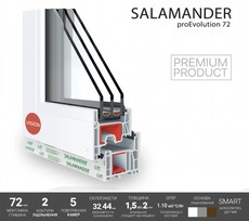Сучасні вікна Salamander 72mm