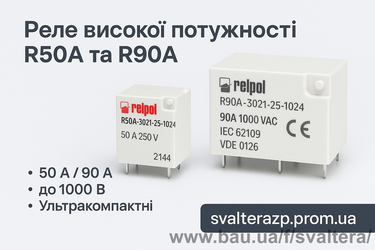 Нове покоління реле для високих навантажень – Relpol R50A і R90A від Relpol