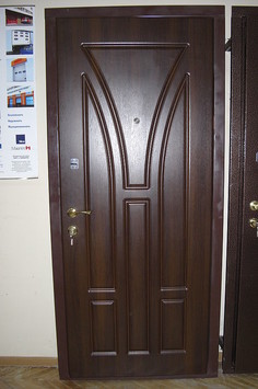 Двері вхідні металеві з дубовими накладками