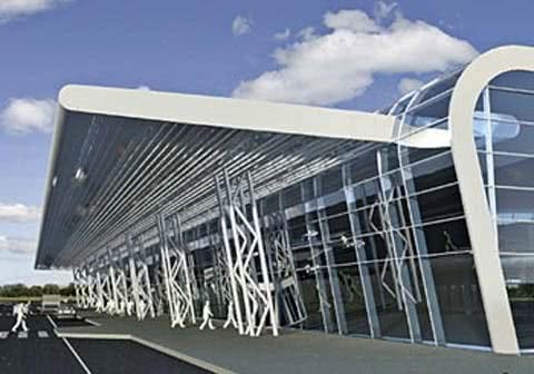 Розпочався монтаж профнастилу даху нового терміналу львівського аеропорту