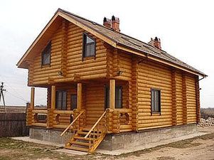 Баня из оцилиндрованного бревна. &mdash; Марку