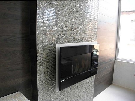 Мозаика перламутровая из ракушек(shell mosaic).Плитка Grey.Отделка камина.
