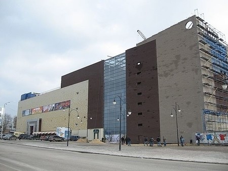 Утепление и облицовка Сканроком стен ТРЦ Французский Бульвар г.Харьков