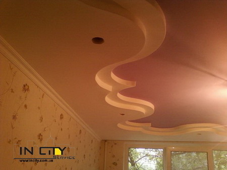 Фигурный потолок из гипсокартона