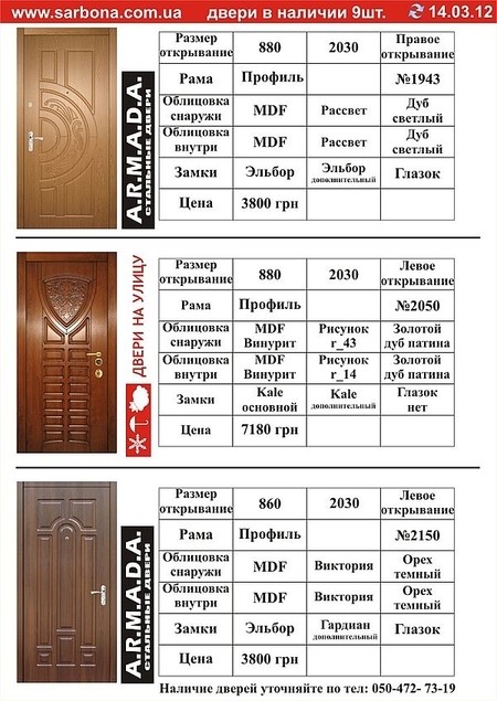 Стальные двери Сарбона в наличии 1