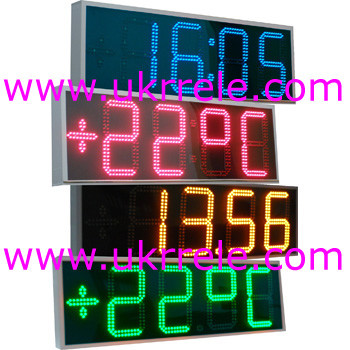 Электронные светодиодные часы-термометр уличные (900х300х50мм)